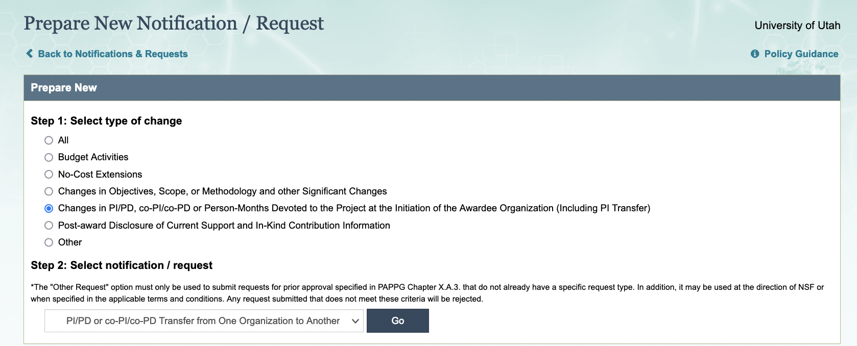 prepare NSF transfer