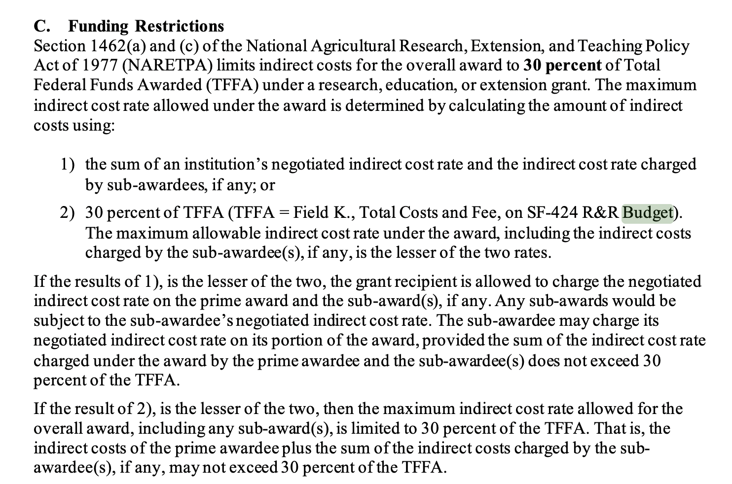 tffa restriction